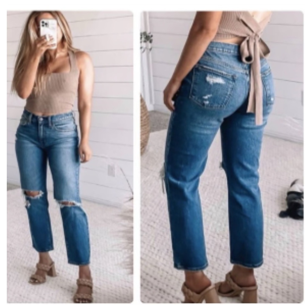 ABERCROMBIE & FITCH The Boyfriend Mid-Rise Distressed Jeans Size 25 Regular